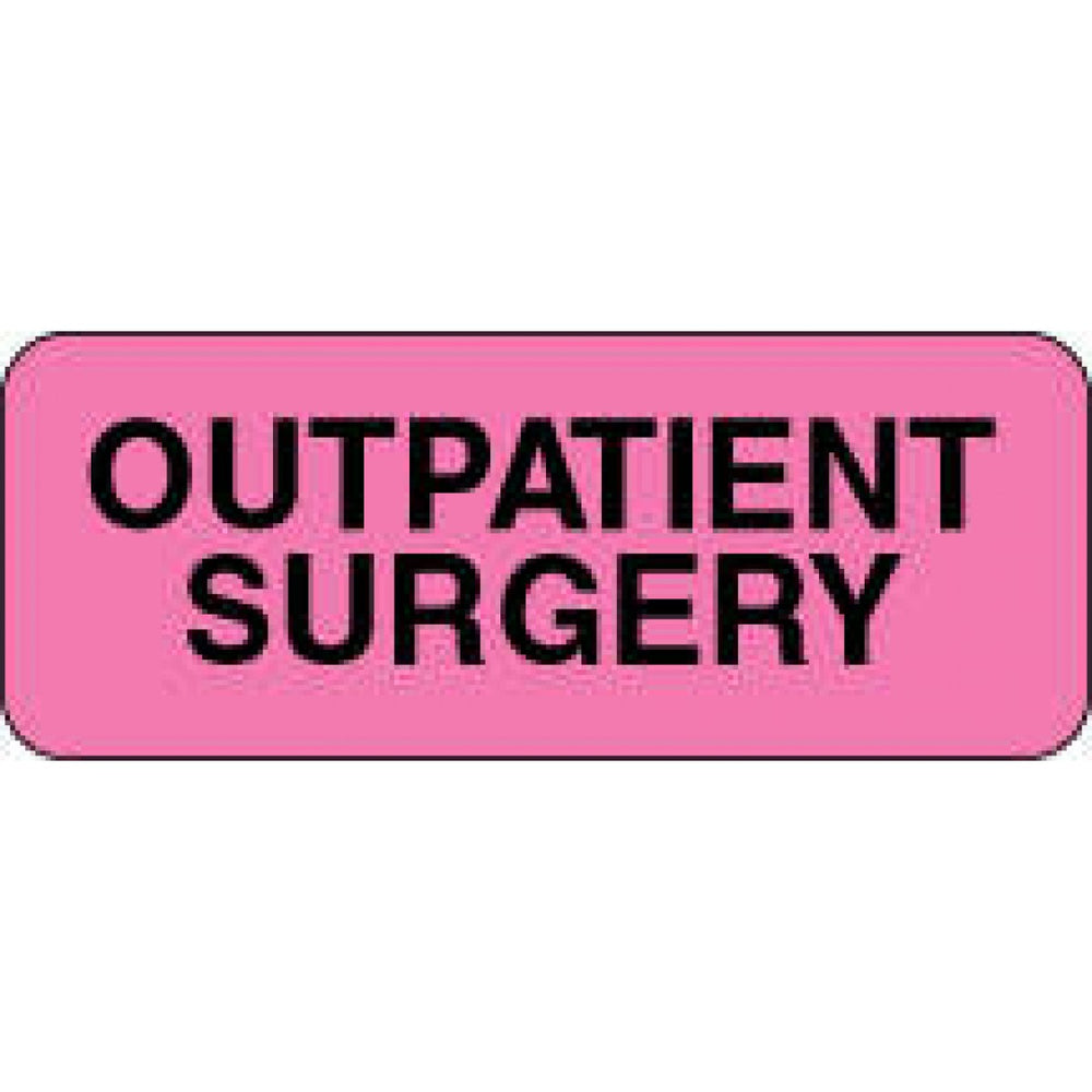 Label Paper Permanent Outpatient Surgery 2 1/4" X 7/8" Fl. Pink 1000 Per Roll