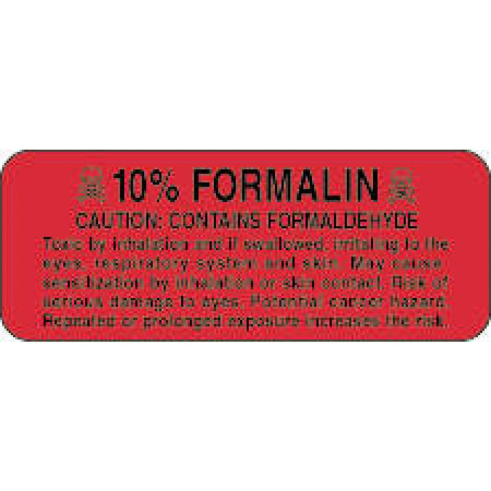 Label Paper Permanent 10 % Formalin 2 1/4" X 7/8" Fl. Red 1000 Per Roll