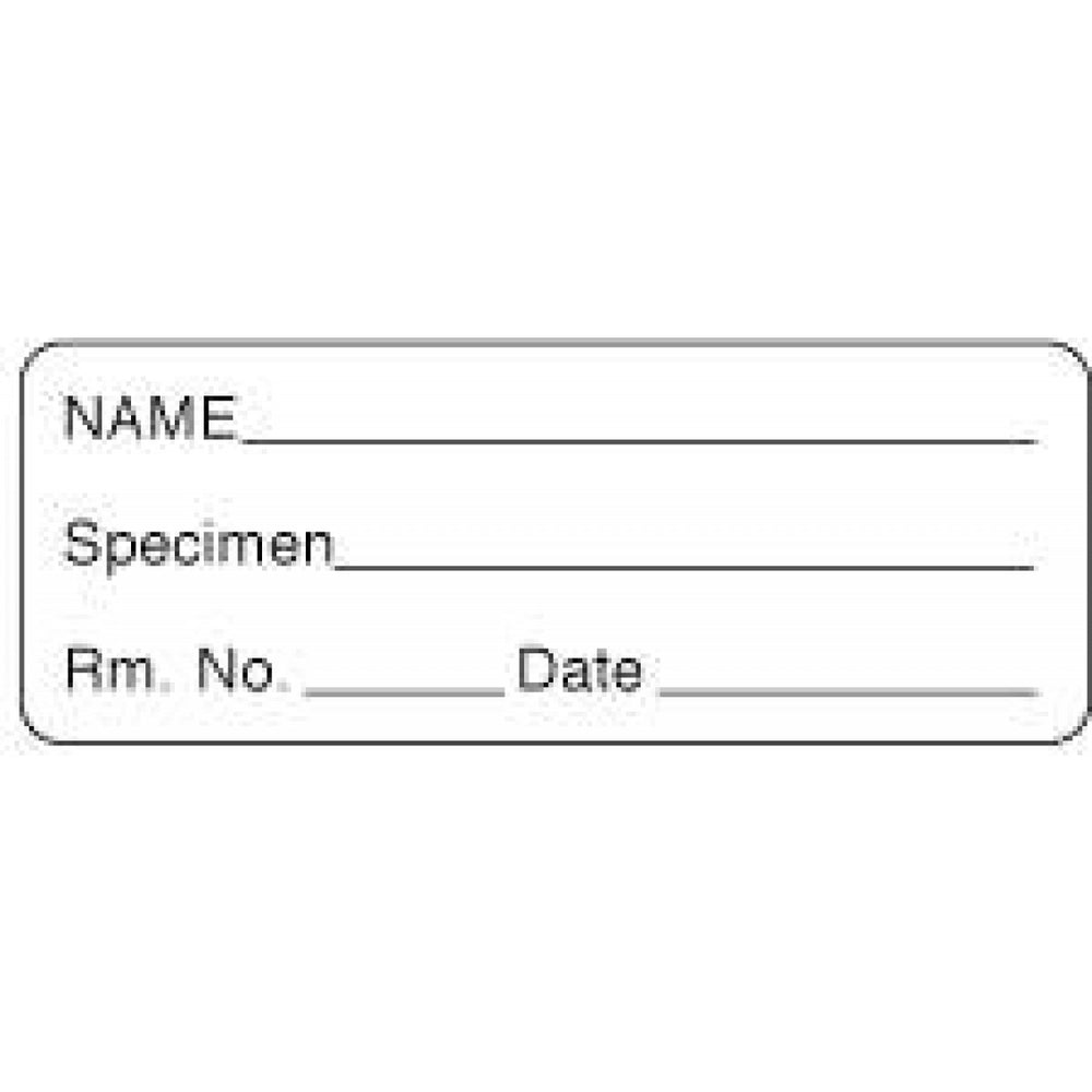 Label Paper Permanent Name___ Specimen 2" X 3/4" White 1000 Per Roll