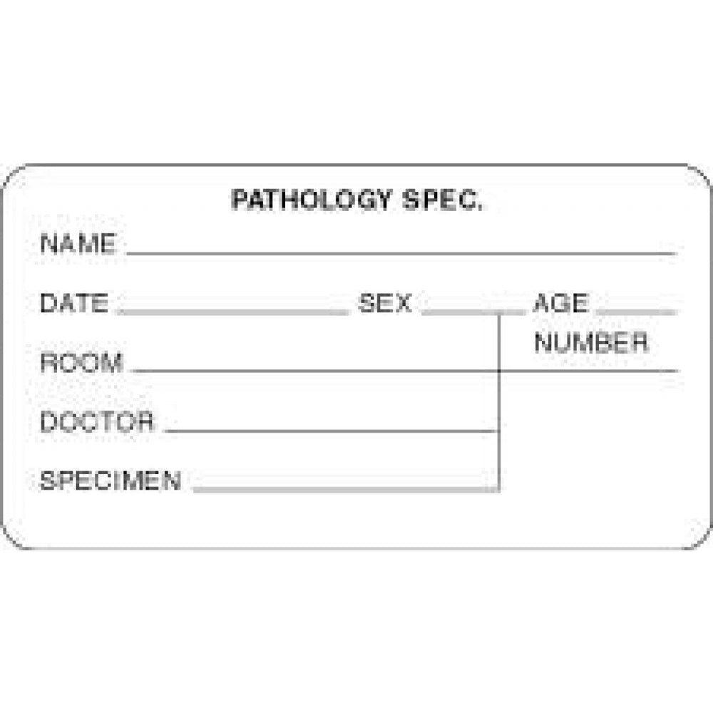 Label Paper Permanent Pathology Spec. Name 3" X 1 5/8" White 1000 Per Roll