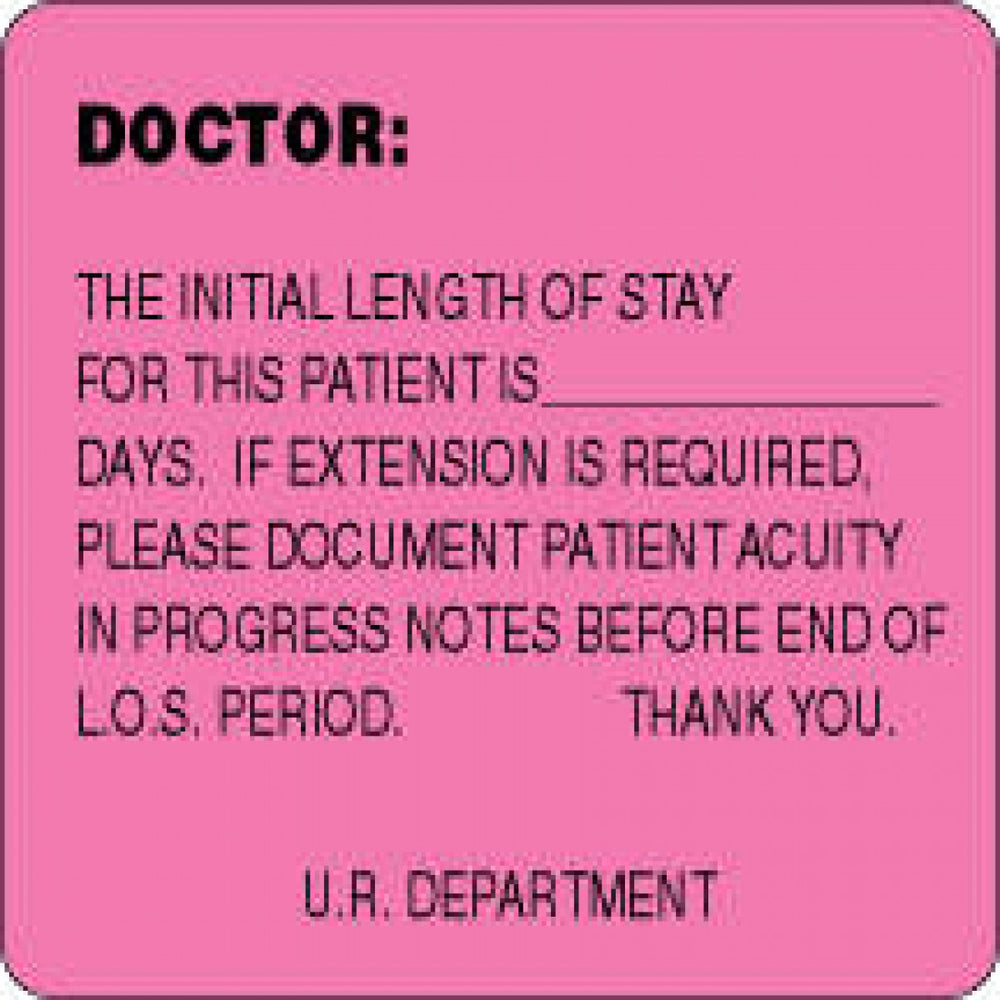 Label Paper Removable Doctor: This Initial 2 1/2" X 2 1/2" Fl. Pink 500 Per Roll