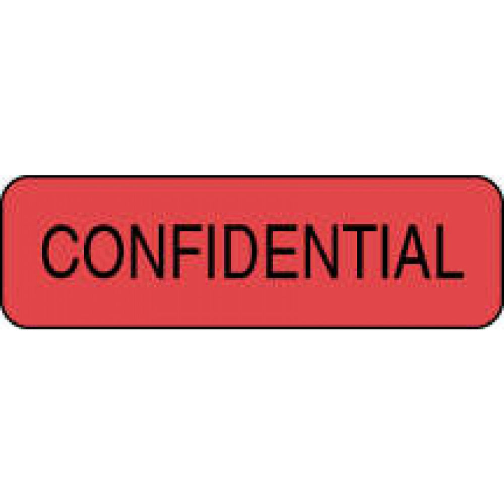 Label Paper Permanent Confidential 1 1/4" X 3/8" Fl. Red 1000 Per Roll