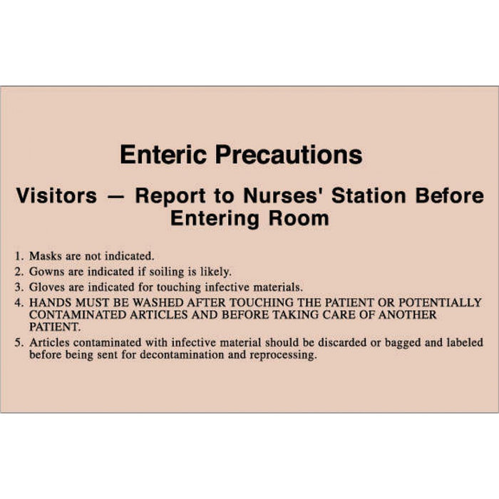 Label Paper Removable Enteric Precautions 8" X 5 1/4" Tan 50 Per Package