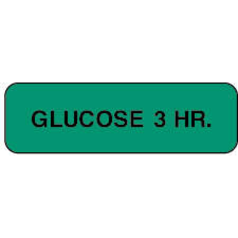 Label Paper Permanent Glucose 3 Hr. 1 1/4" X 3/8" Green 1000 Per Roll