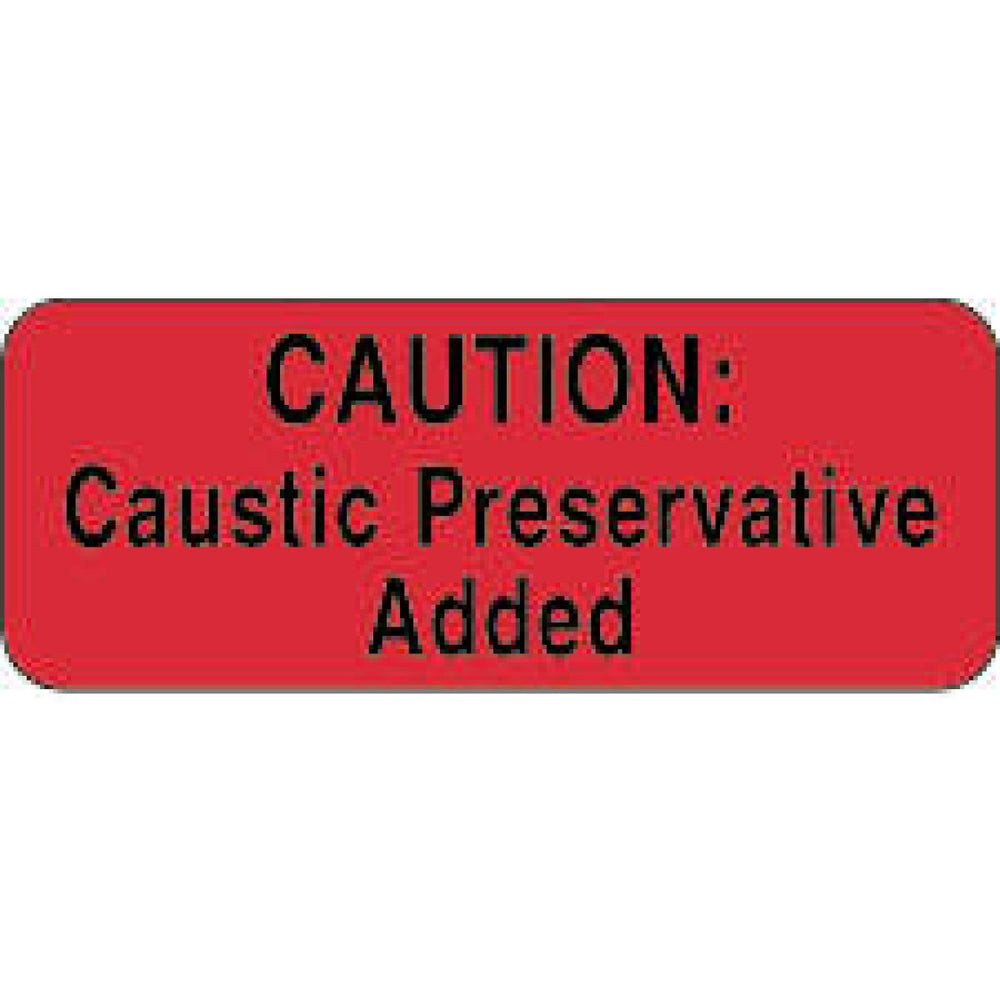 Label Paper Permanent Caution: Caustic 2 1/4" X 7/8" Fl. Red 1000 Per Roll