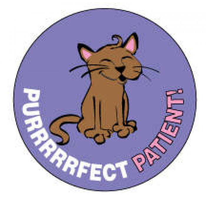 Label Pediatric Award Sticker Paper Permanent Purrrrfect Patient! Purple 250 Per Roll