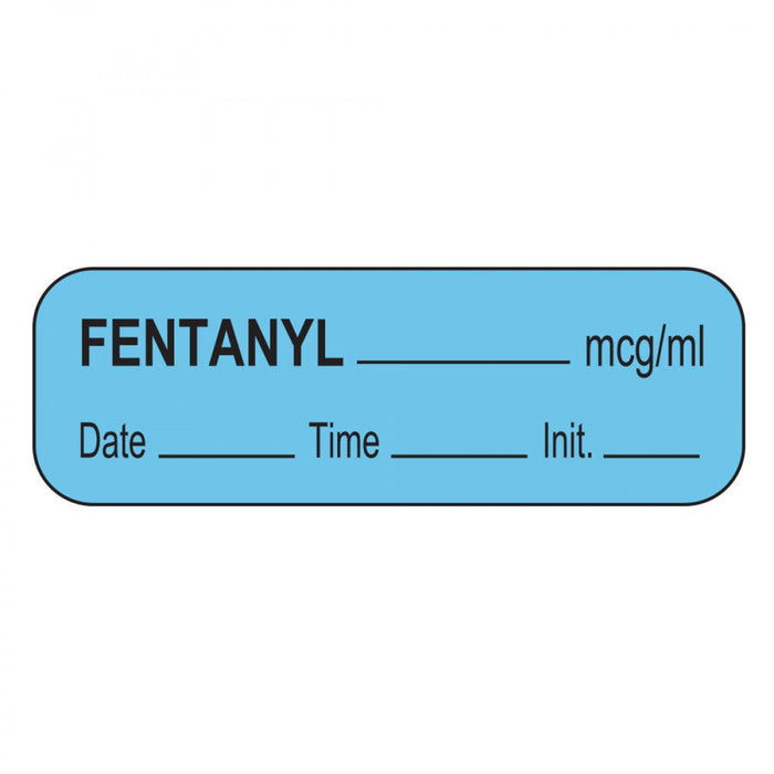 Anesthesia Label With Date, Time, And Initial Paper Permanent Fentanyl Mcg/Ml 1 1/2" X 1/2" Blue 1000 Per Roll