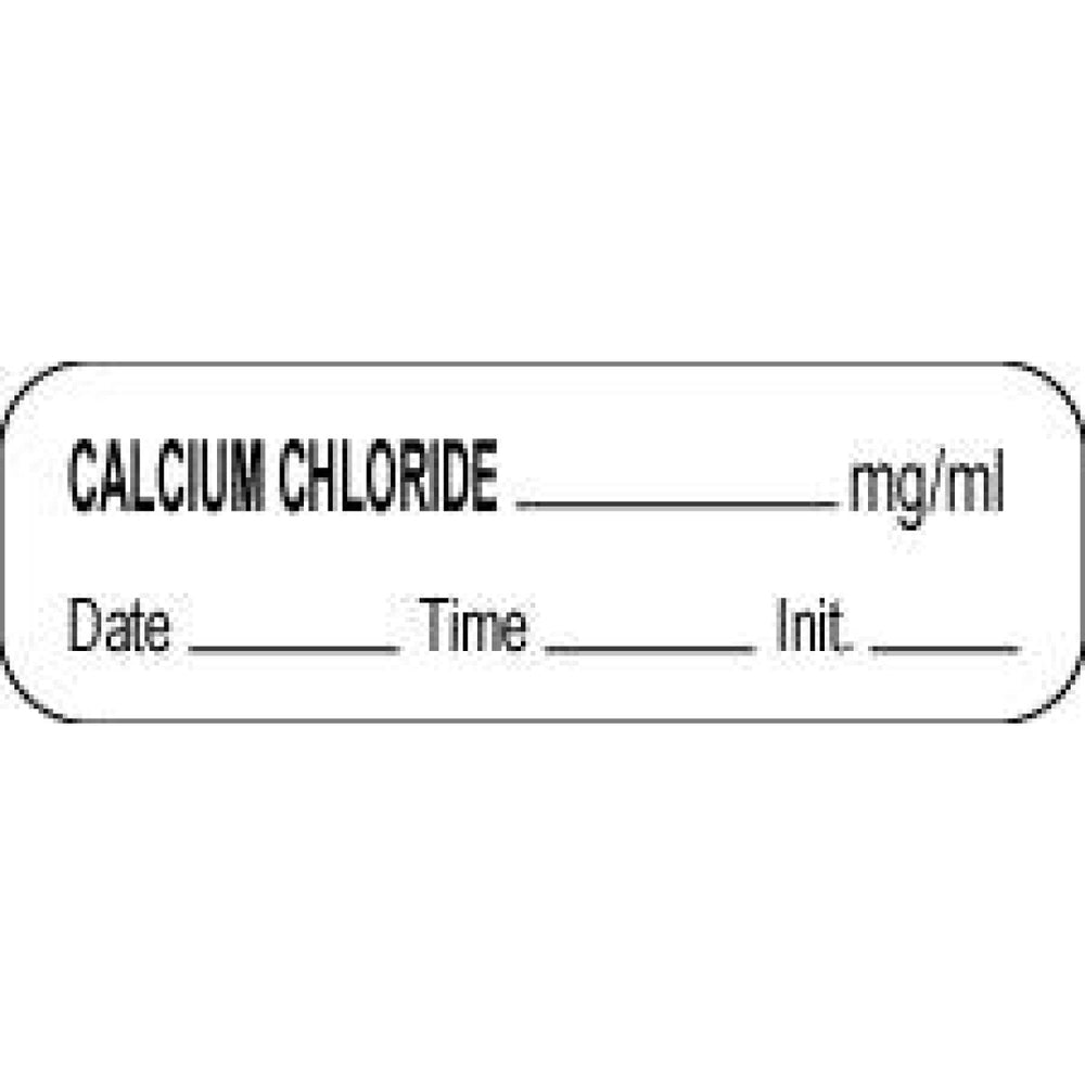 Anesthesia Label With Date, Time, And Initial Paper Permanent Calcium Chloride Mg/Ml 1 1/2" X 1/2" White 1000 Per Roll