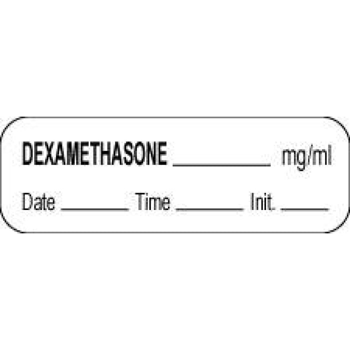 Anesthesia Label With Date, Time, And Initial Paper Permanent Dexamethasone Mg/Ml 1 1/2" X 1/2" White 1000 Per Roll