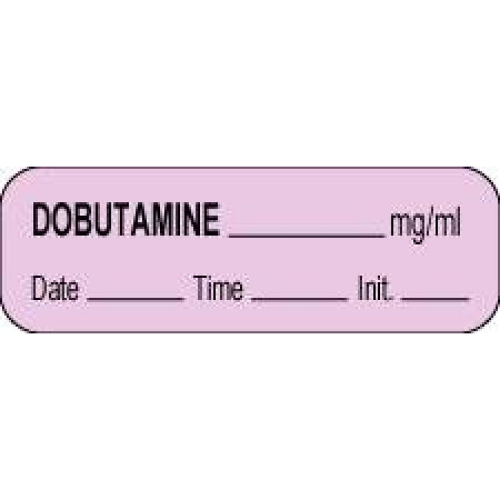 Anesthesia Label With Date, Time, And Initial Paper Permanent Dobutamine Mg/Ml 1 1/2" X 1/2" Violet 1000 Per Roll