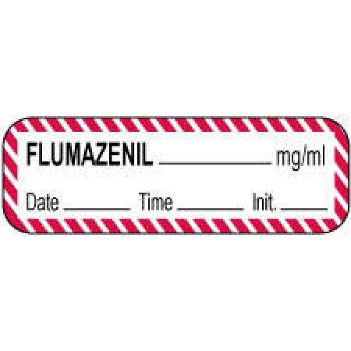 Anesthesia Label With Date, Time, And Initial Paper Permanent Flumazenil Mg/Ml 1 1/2" X 1/2" White With Fl. Red 1000 Per Roll