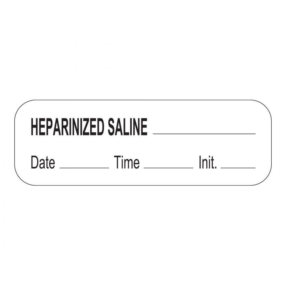 Anesthesia Label With Date, Time, And Initial Paper Permanent Heparinized Saline 1 1/2" X 1/2" White 1000 Per Roll