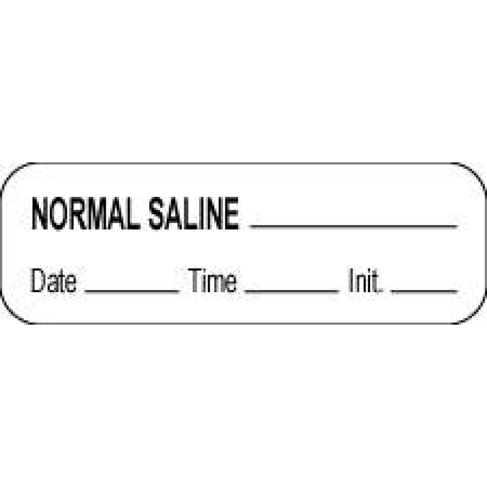 Anesthesia Label With Date, Time, And Initial Paper Permanent Normal Saline 1 1/2" X 1/2" White 1000 Per Roll