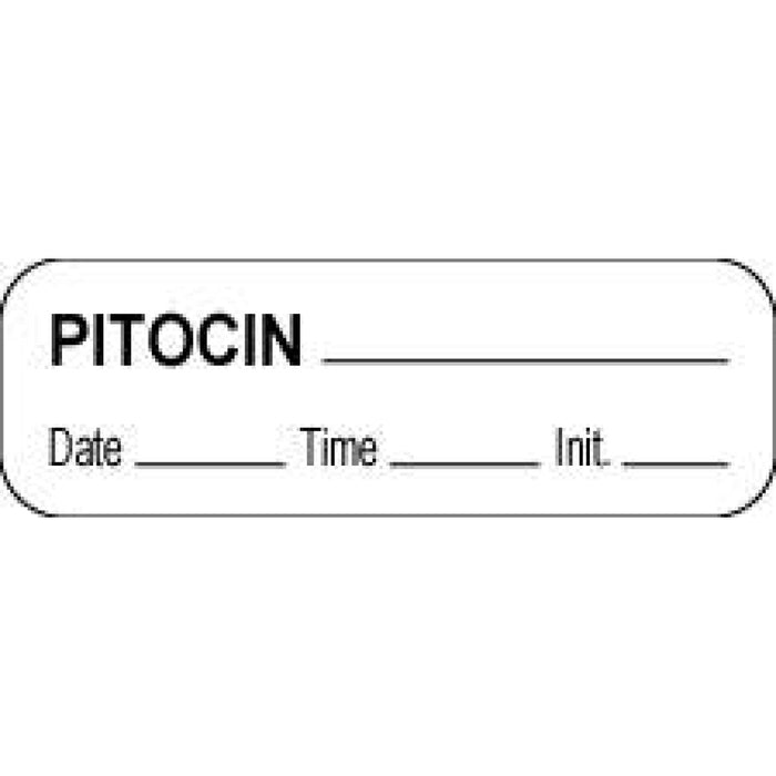 Anesthesia Label With Date, Time, And Initial Paper Permanent Pitocin 1 1/2" X 1/2" White 1000 Per Roll