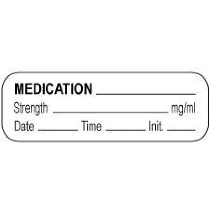 Anesthesia Label With Date, Time, And Initial Paper Permanent Medication 1 1/2" X 1/2" White 1000 Per Roll