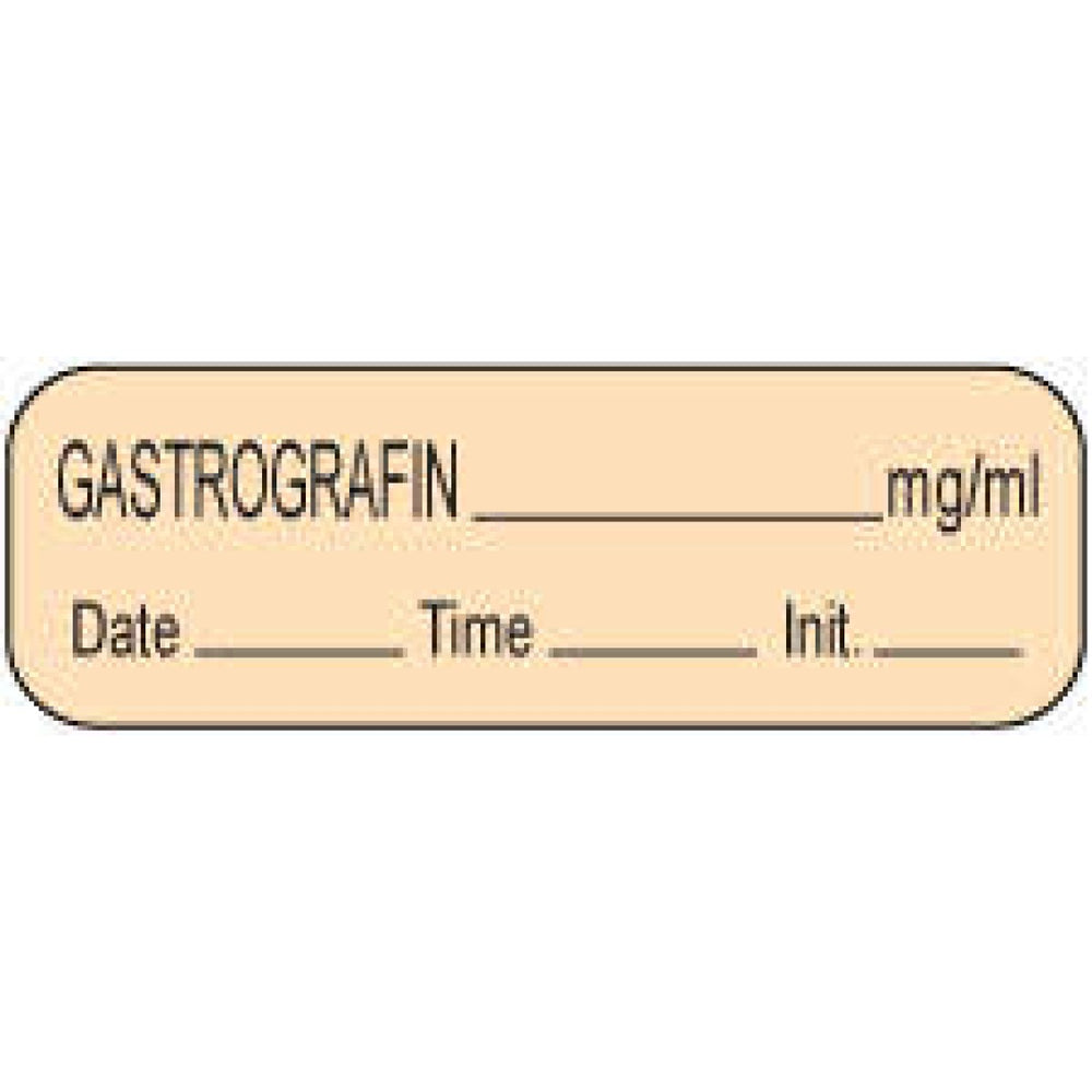 Anesthesia Label With Date, Time, And Initial Paper Permanent Gastrografin Mg/Ml 1 1/2" Core 1 1/2" X 1/2" Tan 1000 Per Roll