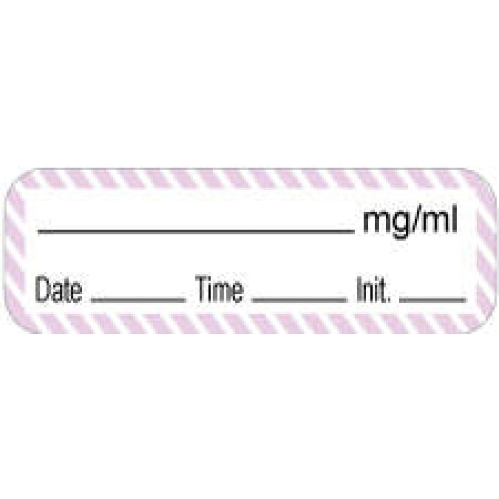 Anesthesia Label With Date, Time, And Initial Paper Permanent ___ Mg/Ml 1 1/2" X 1/2" White With Violet 1000 Per Roll