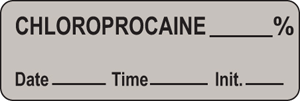 Anesthesia Label With Date, Time, And Initial Paper Permanent Chloroprocaine % 1 1/2" X 1/2" Gray 1000 Per Roll