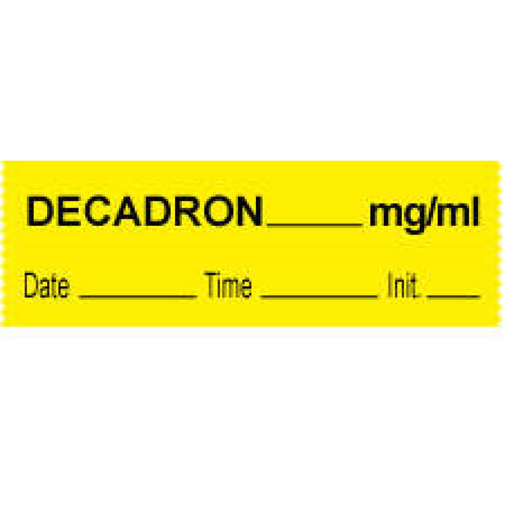 Anesthesia Tape With Date, Time, And Initial Removable Decadron Mg/Ml 1" Core 1/2" X 500" Imprints Yellow 333 500 Inches Per Roll