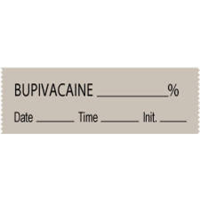 Anesthesia Tape With Date, Time, And Initial Removable Bupivacaine % 1" Core 1/2" X 500" Imprints Gray 333 500 Inches Per Roll