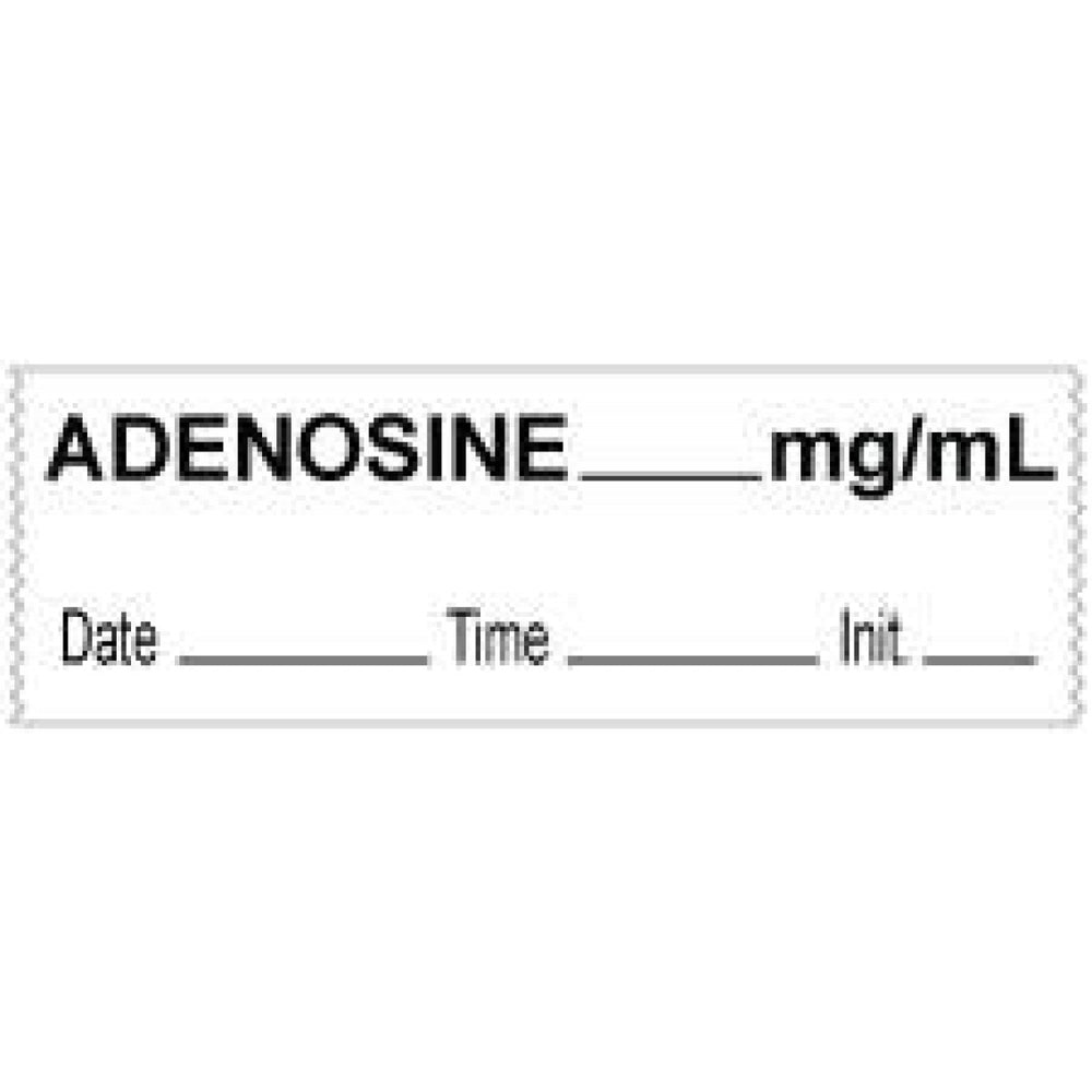 Anesthesia Tape With Date, Time, And Initial Removable Adenosine Mg/Ml 1" Core 1/2" X 500" Imprints White 333 500 Inches Per Roll