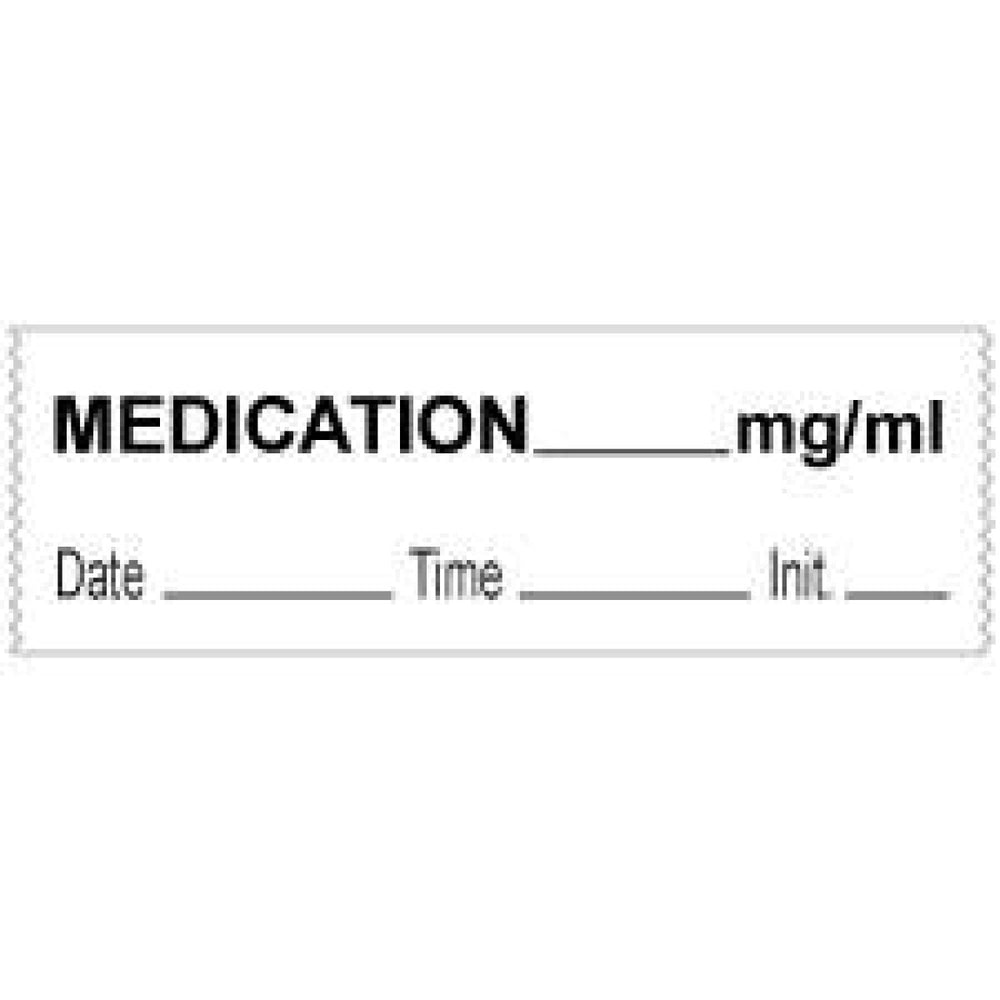 Anesthesia Tape With Date, Time, And Initial Removable Medication Mg/Ml 1" Core 1/2" X 500" Imprints White 333 500 Inches Per Roll