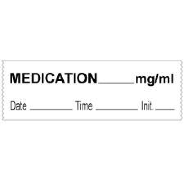 Anesthesia Tape With Date, Time, And Initial Removable Medication Mg/Ml 1" Core 1/2" X 500" Imprints White 333 500 Inches Per Roll