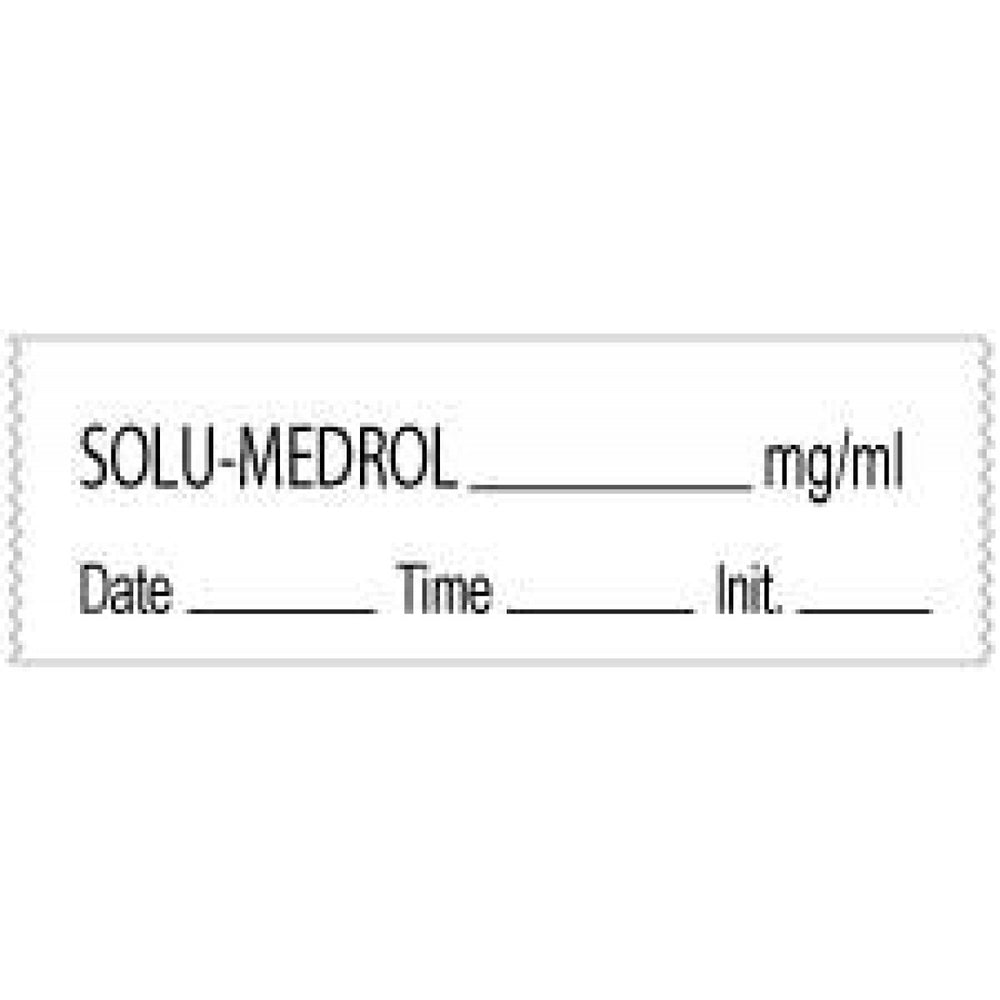 Anesthesia Tape With Date, Time, And Initial Removable Solu-Medrol Mg/Ml 1" Core 1/2" X 500" Imprints White 333 500 Inches Per Roll