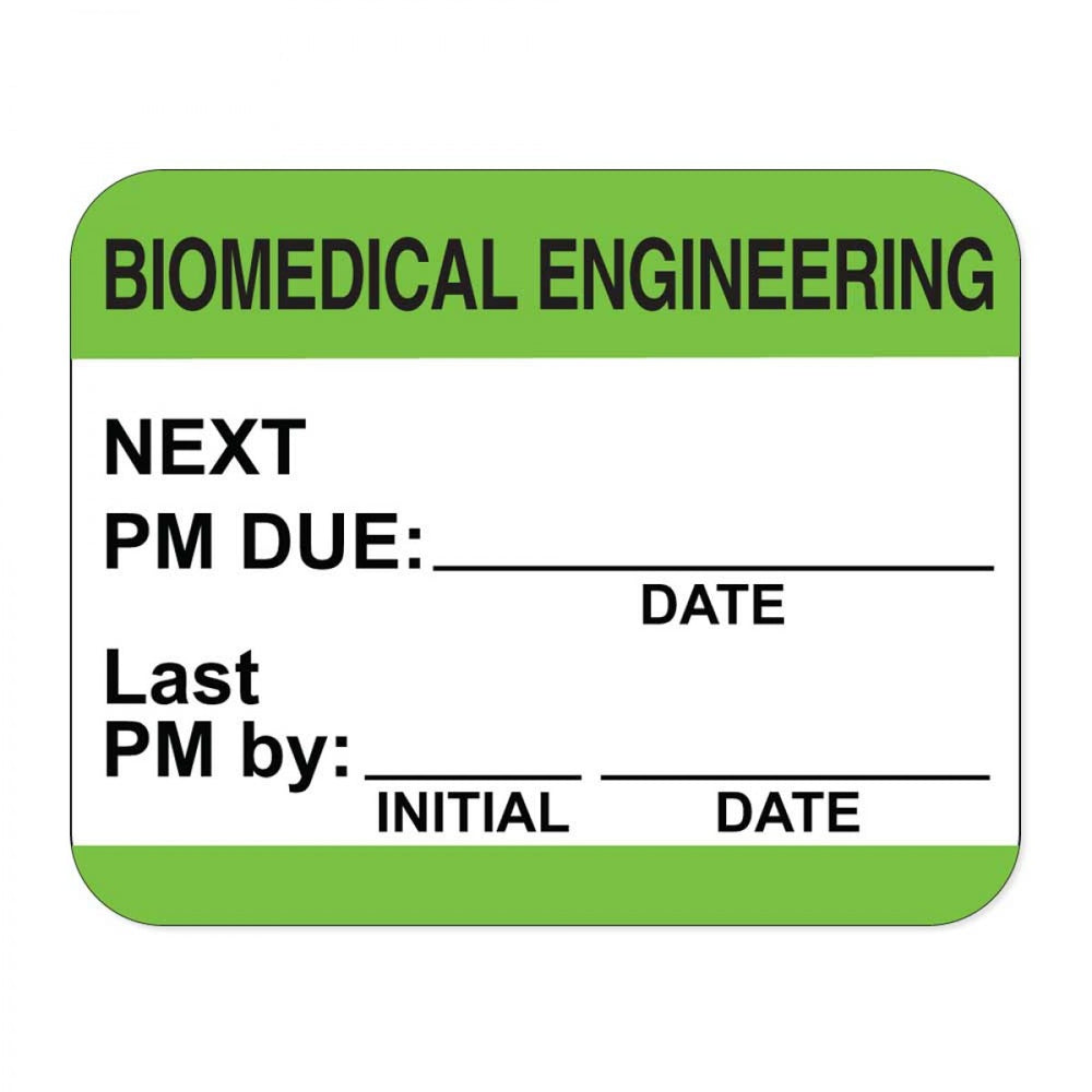 Label Self-Laminating Paper Permanent Biomedical Engineering 1" 1/2" Core 1 1/4" X 1 Green 1000 Per Roll