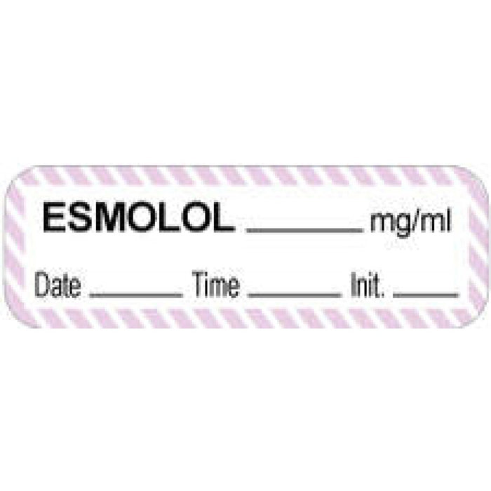 Anesthesia Label With Date, Time, And Initial Paper Permanent Esmolol Mg/Ml Date 1 1/2" X 1/2" White With Violet 1000 Per Roll