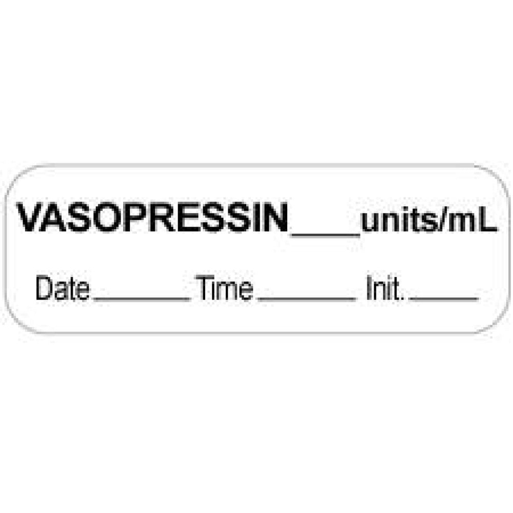 Anesthesia Label With Date, Time, And Initial Paper Permanent Vasopressin Units/Ml 1 1/2" X 1/2" White 1000 Per Roll