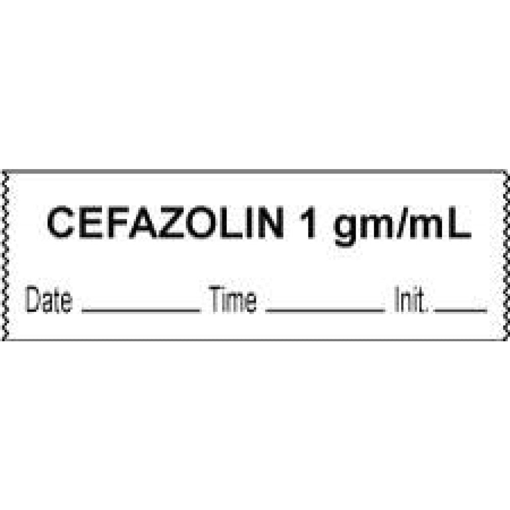 Anesthesia Tape With Date, Time, And Initial Removable Cefazolin 1" Gm/Ml 1 Core 1/2" X 500" Imprints White 333 500 Inches Per Roll