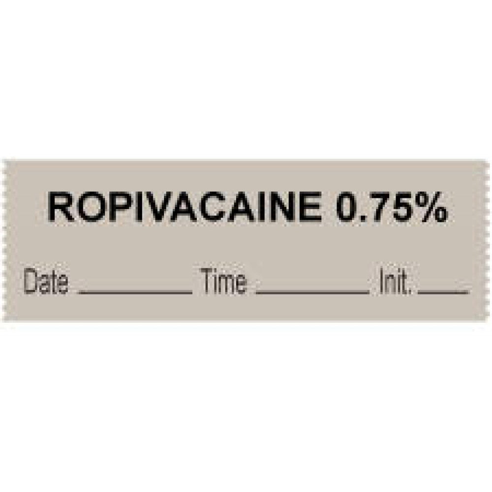 Anesthesia Tape With Date, Time, And Initial Removable Ropivacaine 0.0075 1" Core 1/2" X 500" Imprints Gray 333 500 Inches Per Roll