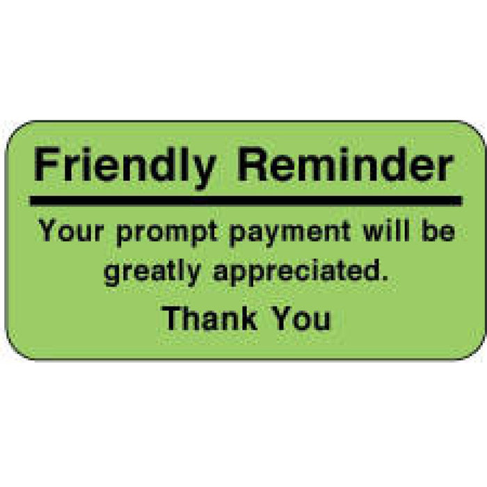 Label Paper Permanent Friendly Reminder 2" X 1" Fl. Green 1000 Per Roll