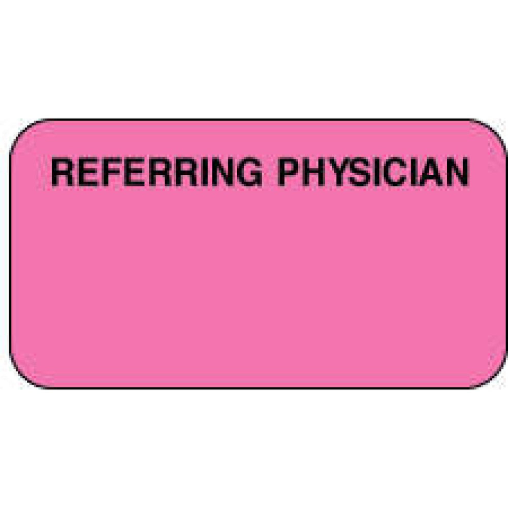 Label Paper Permanent Referring Physician 1 5/8" X 7/8" Fl. Pink 1000 Per Roll