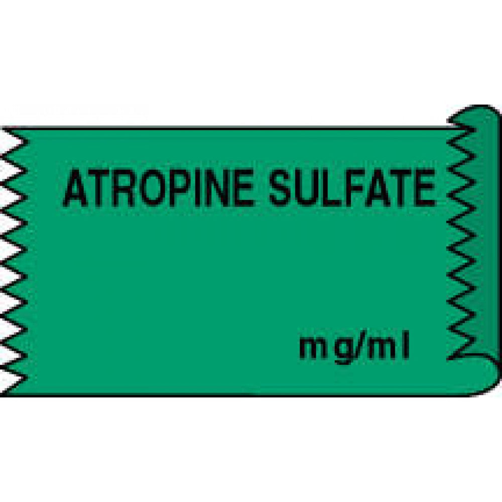 Anesthesia Tape Removable Atropine Sulfate 1" Core 1/2" X 500" Imprints Green 333 500 Inches Per Roll