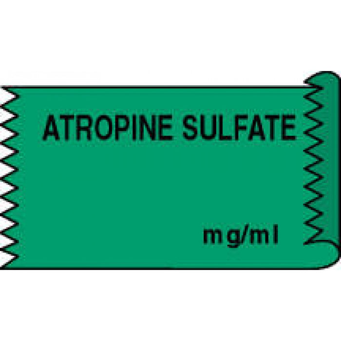 Anesthesia Tape Removable Atropine Sulfate 1" Core 1/2" X 500" Imprints Green 333 500 Inches Per Roll