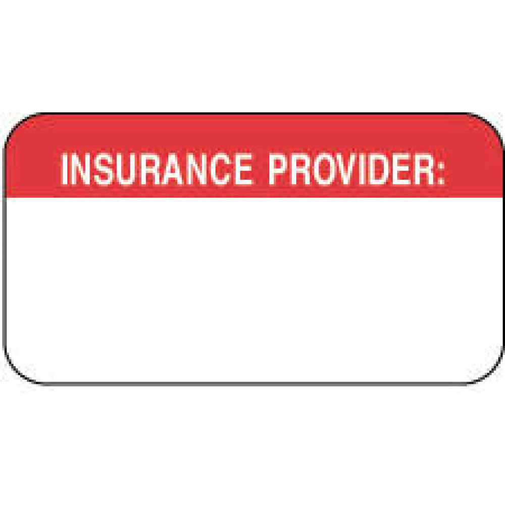 Label Paper Permanent Insurance Provider: 1 5/8" X 7/8" White With Red 1000 Per Roll