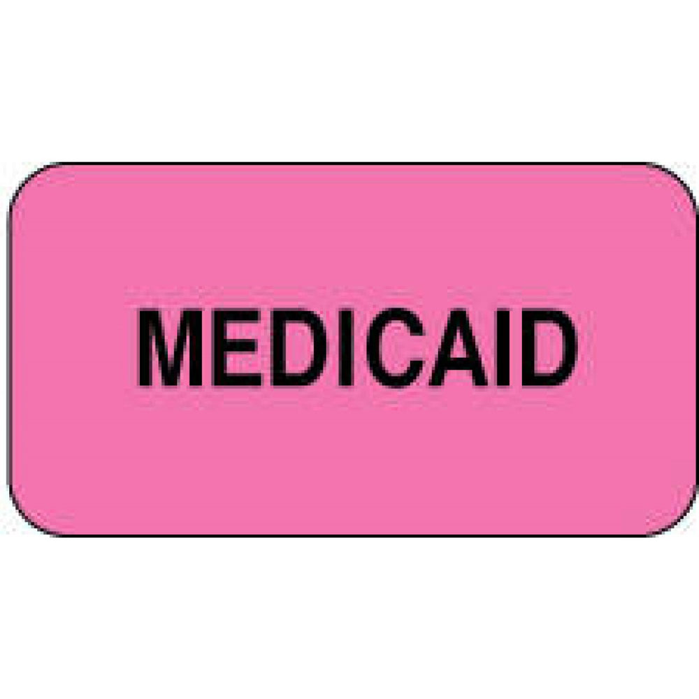 Label Paper Permanent Medicaid 1 5/8" X 7/8" Fl. Pink 1000 Per Roll