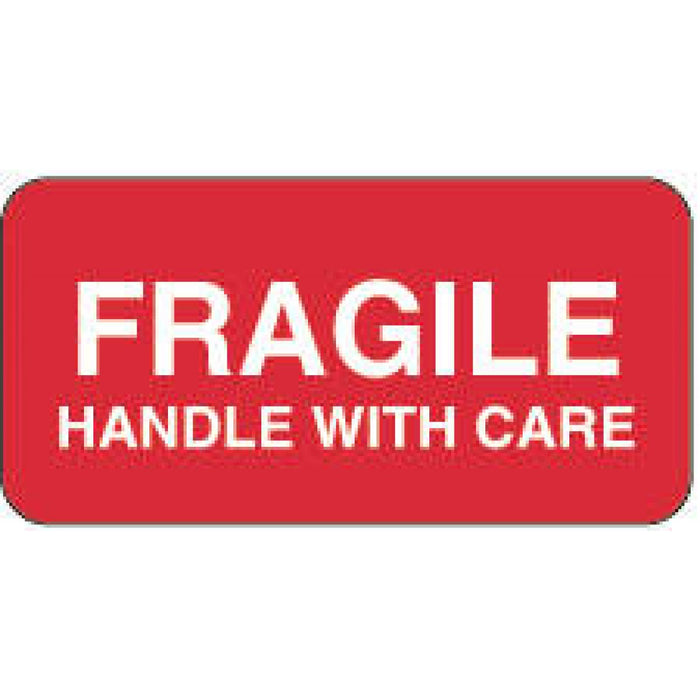 Label Paper Permanent Fragile Handle With 2" X 1" Red 1000 Per Roll