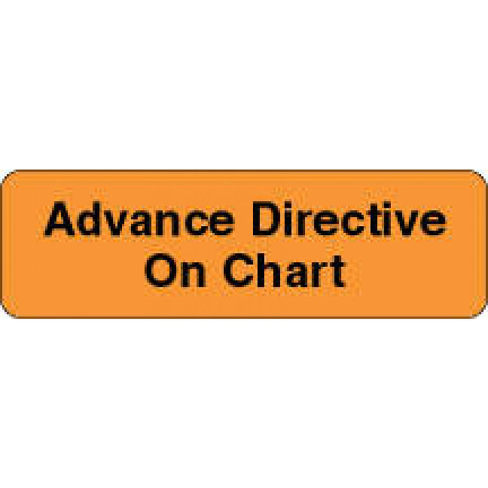 Label Paper Permanent Advance Directive On 2 7/8" X 7/8" Fl. Orange 1000 Per Roll