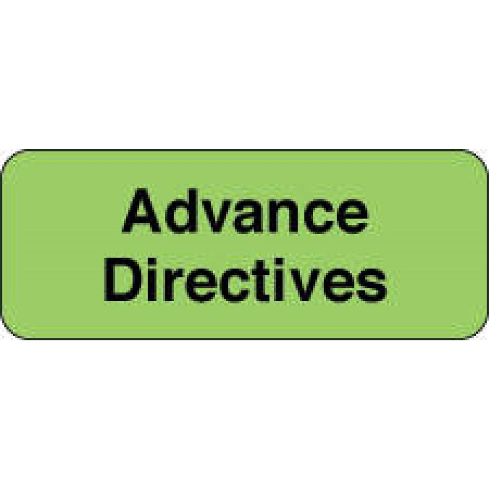 Label Paper Permanent Advance Directives 2 1/4" X 7/8" Fl. Green 1000 Per Roll