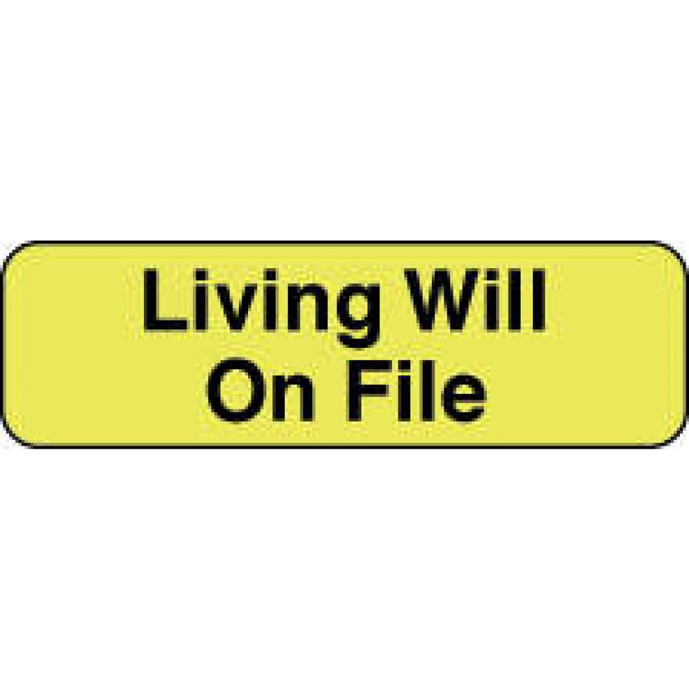 Label Paper Permanent Living Will On File 1 1/4" X 3/8" Fl. Yellow 1000 Per Roll