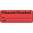 Label Paper Permanent Cleaned-Checked By 2 1/4" X 7/8" Fl. Red 1000 Per Roll