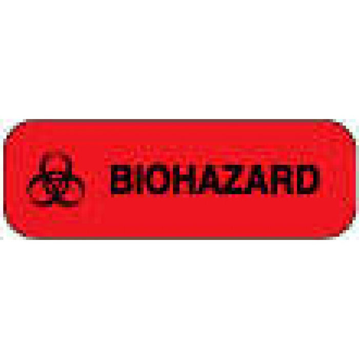 Label Paper Permanent Biohazard 1 1/2" X 1/2" Fl. Red 1000 Per Roll