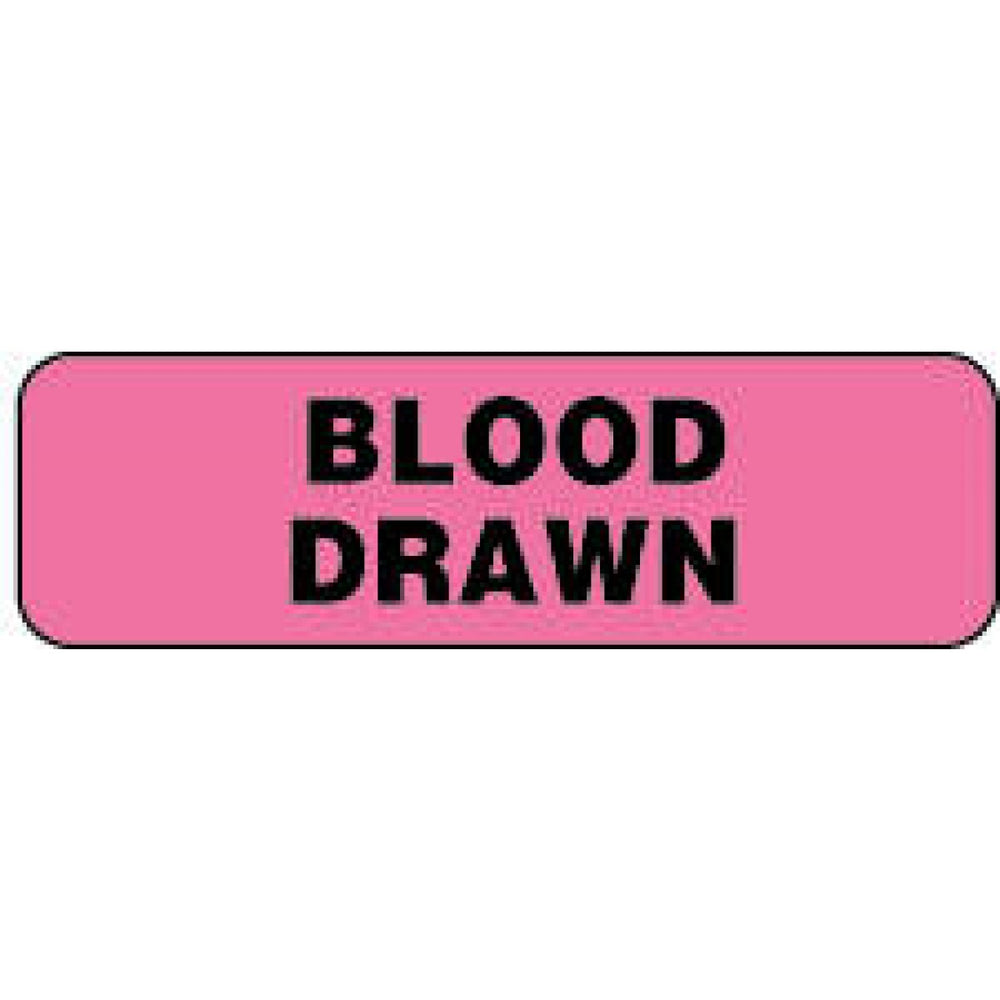 Label Paper Permanent Blood Drawn 1 1/4" X 3/8" Fl. Pink 1000 Per Roll