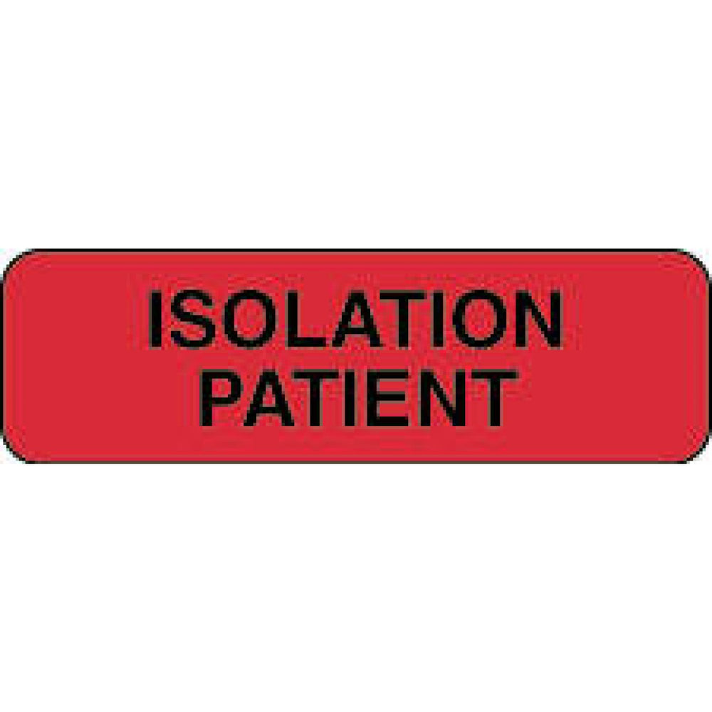 Label Paper Permanent Isolation Patient 1 1/4" X 3/8" Fl. Red 1000 Per Roll