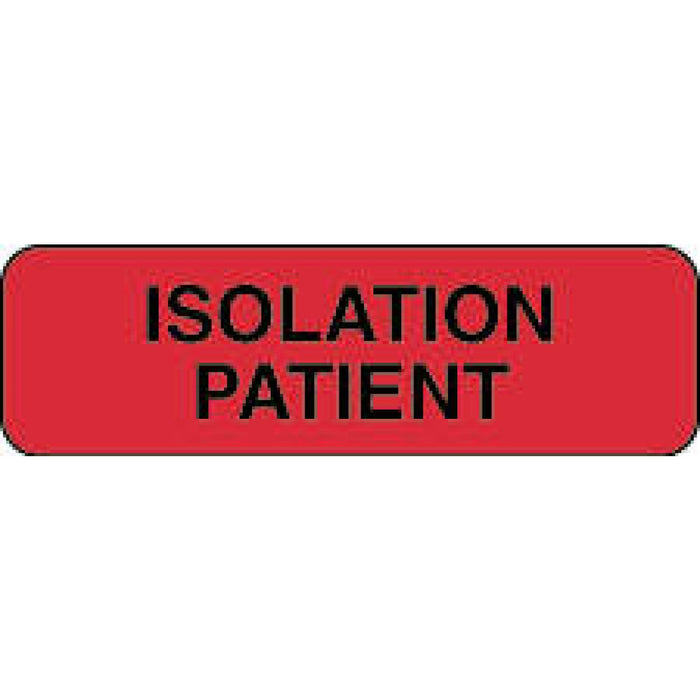 Label Paper Permanent Isolation Patient 1 1/4" X 3/8" Fl. Red 1000 Per Roll