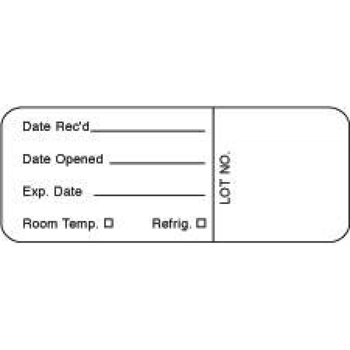 Label Paper Permanent Date Recd 2 1/4" X 7/8" White 1000 Per Roll