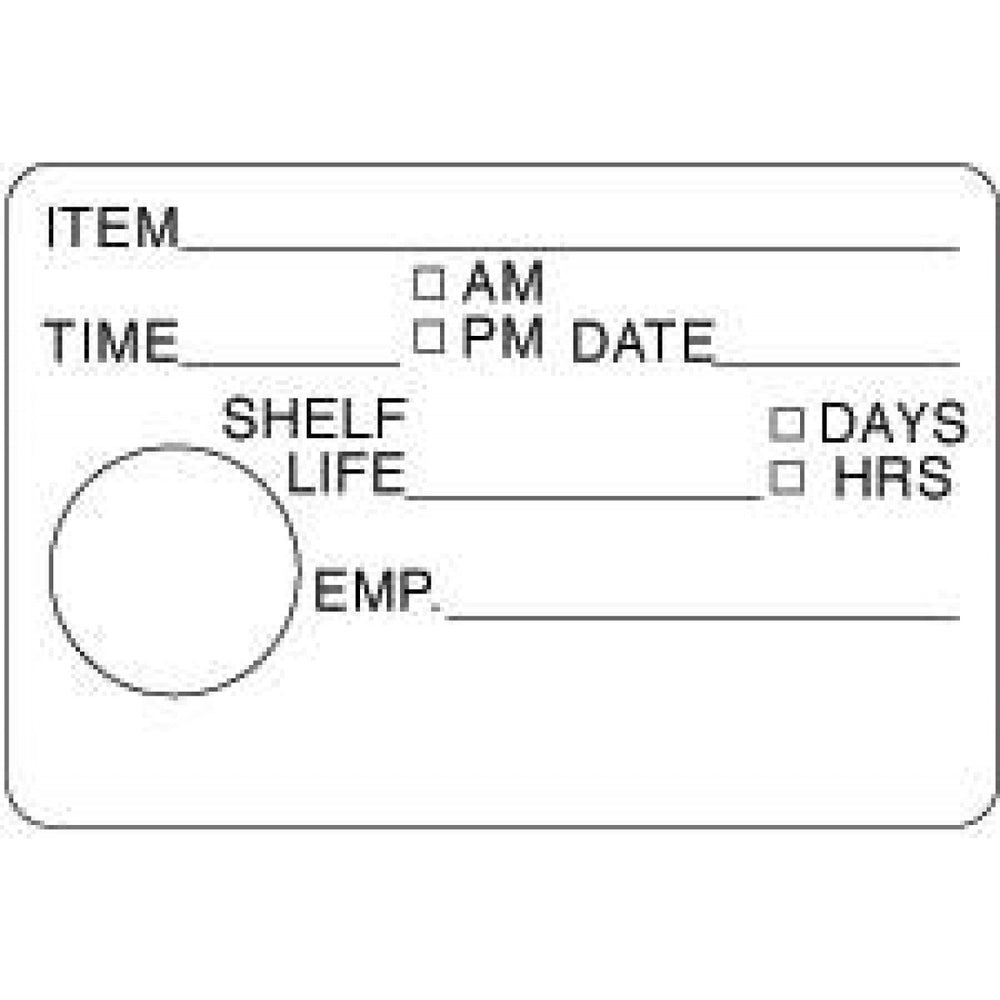 Label Paper Permanent Item ___ Time 3" X 2" White 500 Per Roll